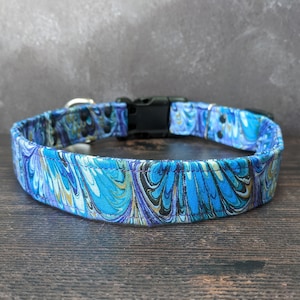 Paint Pour Dog Collar | Adjustable | Martingale Option | Fabric Collar | Purple | Blue | Green | Gift for Dog Lover | Gift for Painter | US