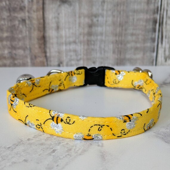 Honey Bee Cat Collar Break away Clasp Fabric Collar Gift for Cat Lover Yellow Cat Collar Safety Buckle Bumblebee Glitter Etsy Canada