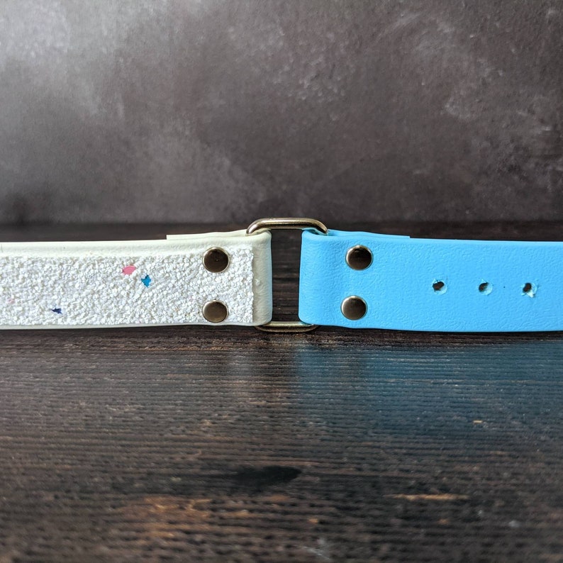 Limited Slip Collar Dog Lover Metal Hardware Glitter Adjustable Sky Blue /& White Glitter with Color Specks Biothane Dog Collar