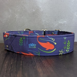 Koi Pond Dog Collar | Adjustable | Martingale Option | Fabric Collar | Fish Dog Collar | Blue | Orange | Gift for Dog Lover | Japanese | Dog