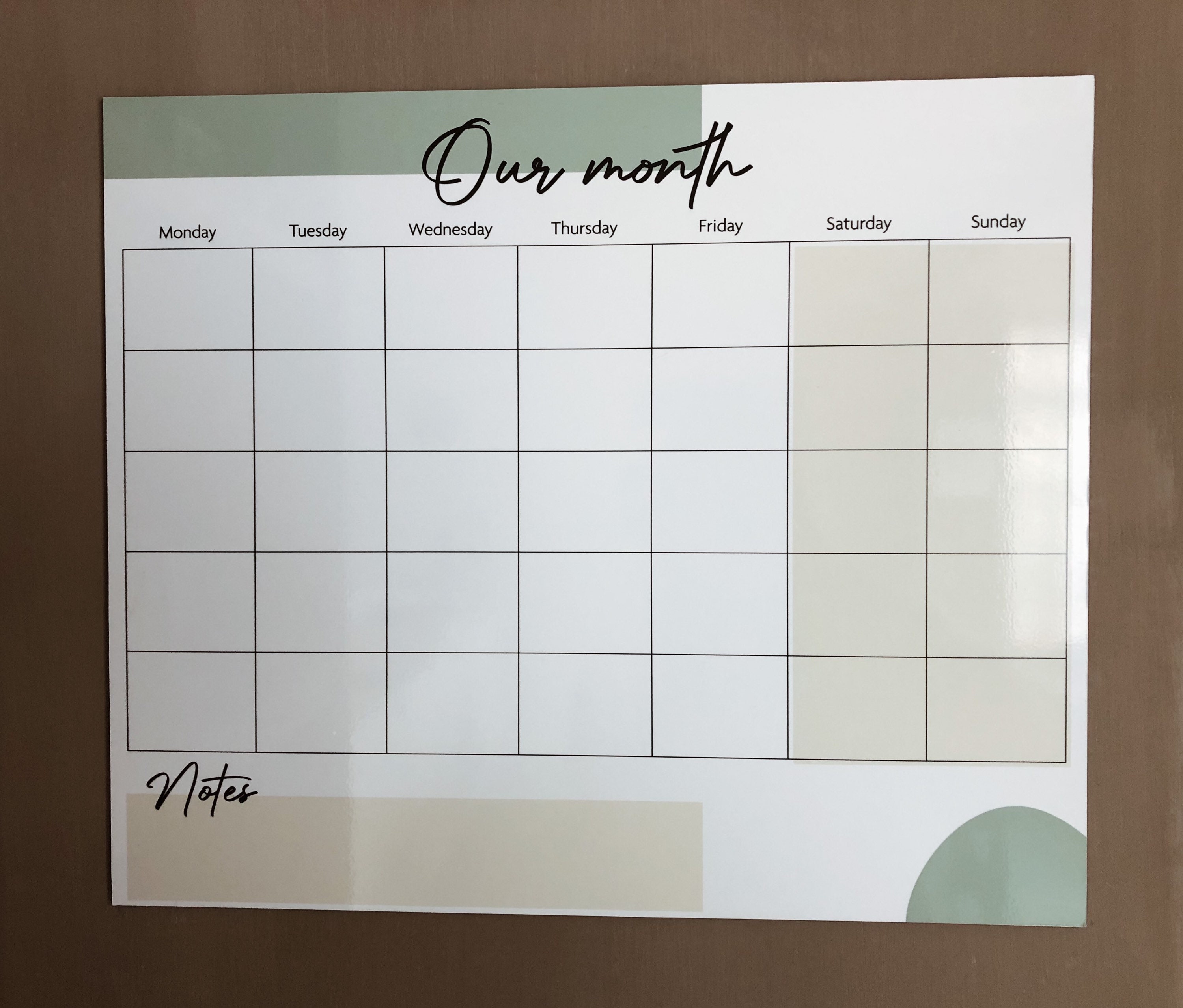 Our Month Whiteboard Monthly Planner Writeable Board Etsy