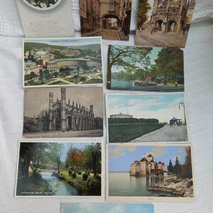 Ten vintage (some antique) postcards. Various ages and conditions. Valentine's, Frith's, Salmon, Dennis & J Arthur Dixon. Some written on.
