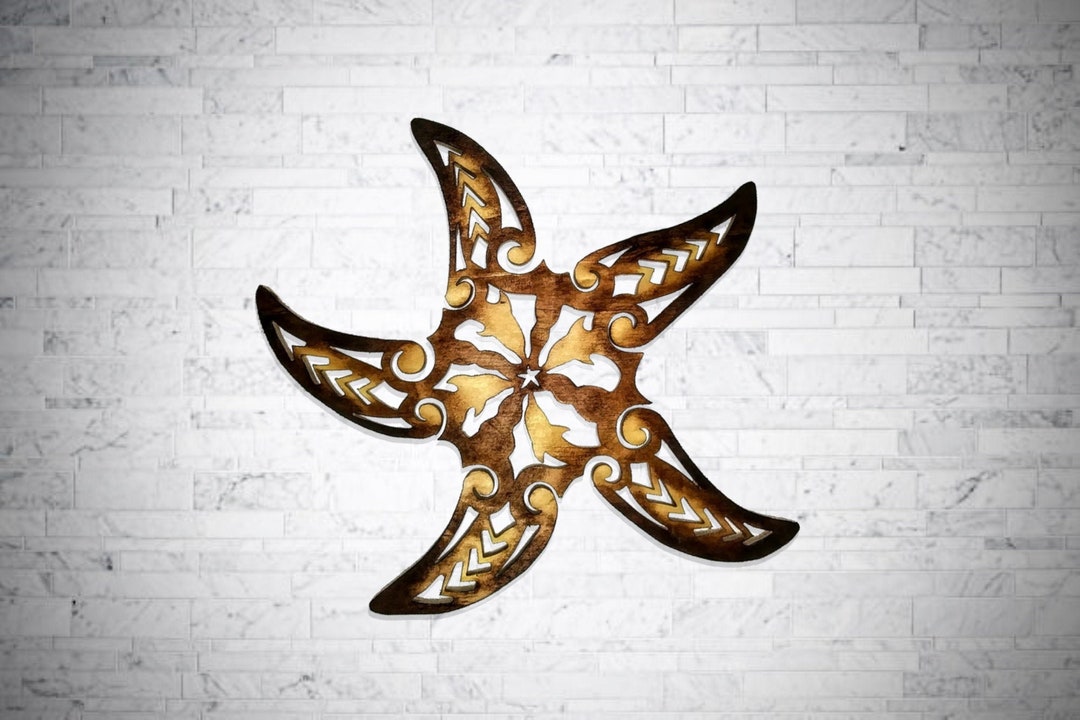 Coastal Bathroom Decor Starfish Carved Wood Wall Art Nautical Etsy