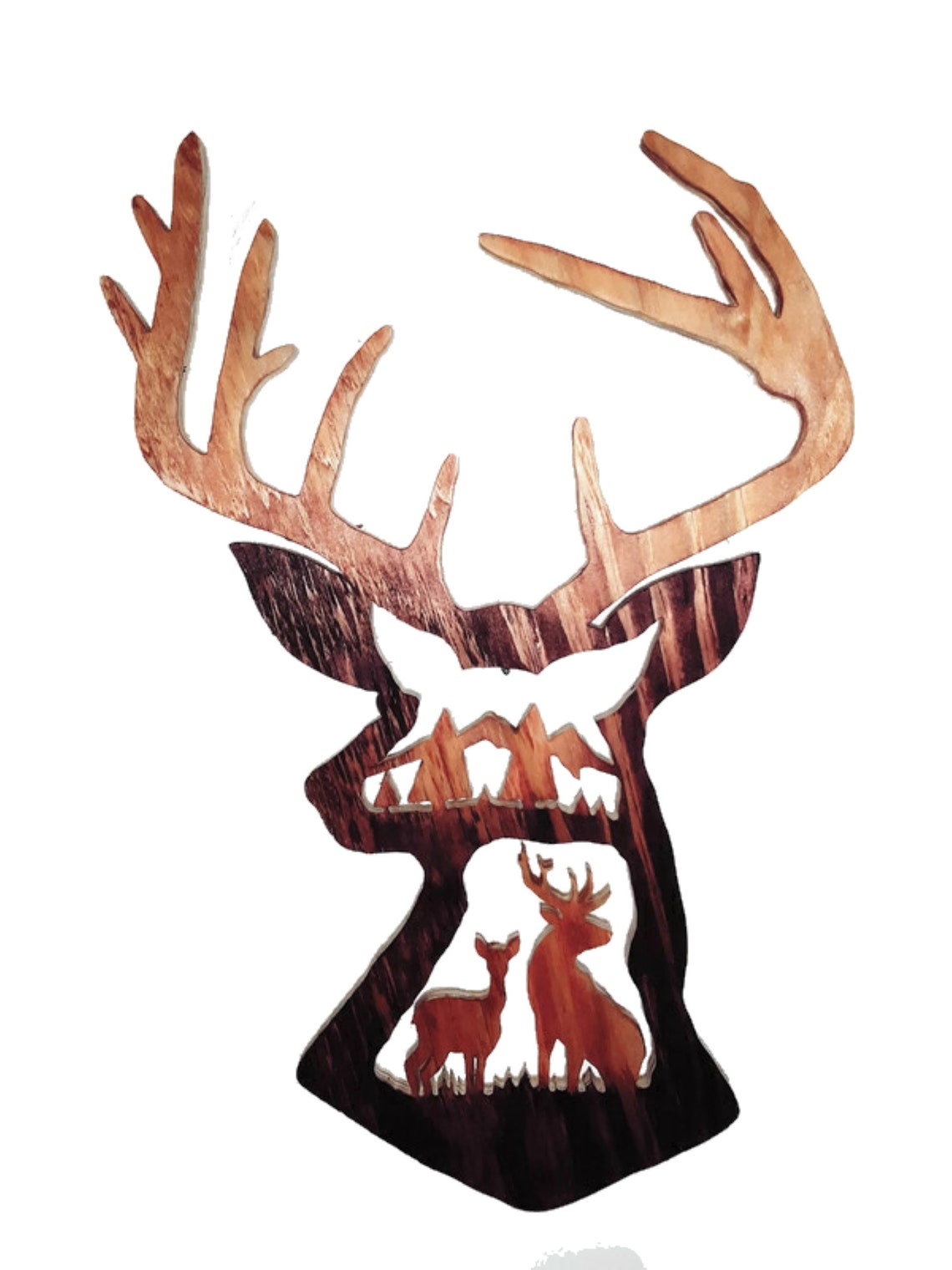 Carved Deer Wood Wall Art Rustic Deer Head Carving Deer Etsy