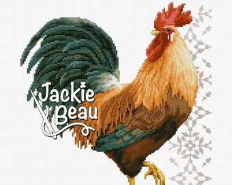 Proud rooster - Jackie Beau cross-stitch pattern PDF-download © Beau2stitch