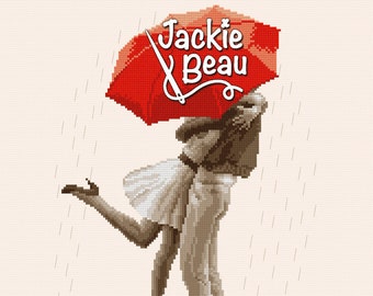 Kisses in the rain - Jackie Beau cross stitch pattern pdf download © Beau2stitch