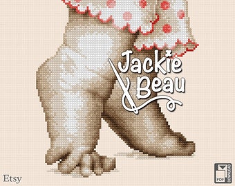 Baby op teentjes - Jackie Beau - Kruissteek patroon pdf-download © Beau2stitch