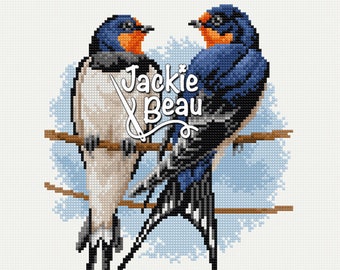 Barn Swallows - Jackie Beau cross-stitch pattern pdf-download © Beau2stitch