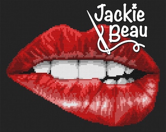 Lip bite - Jackie Beau cross-stitch pattern pdf-download © Beau2stitch