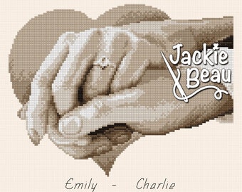 Ring of love - Jackie Beau cross stitch pattern pdf download left and right version © Beau2stitch