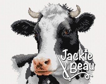 Black cow - Jackie Beau - Cross stitch pattern pdf download © Beau2stitch
