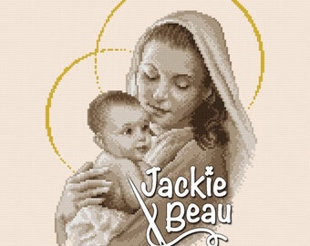 Maria met kind Jezus - Jackie Beau - Kruissteek patroon pdf-download © Beau2stitch
