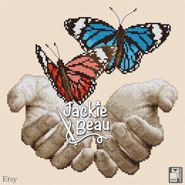 Butterflies freedom - Jackie Beau cross-stitch pattern pdf-download © Beau2stitch