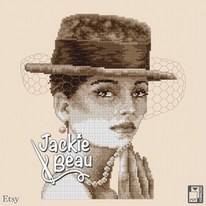 Lady with lace hat - Jackie Beau - Cross-stitch pattern pdf download © Beau2stitch