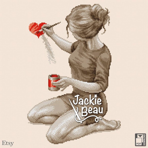 Ragazza innamorata - Jackie Beau - Schema punto croce scarica il pdf © Beau2stitch