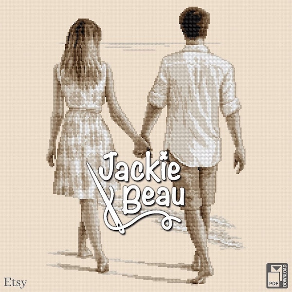 Walk on the beach - Jackie Beau cross stitch pattern pdf download © Beau2stitch