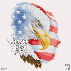 USA eagle Jackie Beau cross-stitch pattern pdf-download © Beau2stitch image 1