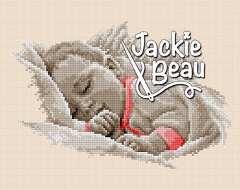 Sleeping baby - Jackie Beau cross stitch pattern pdf-download © Beau2stitch