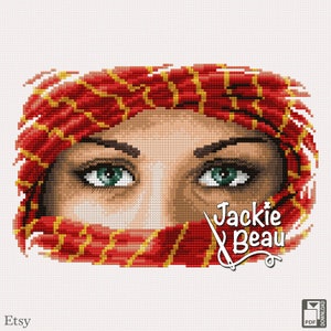 Green eyes - Jackie Beau - Cross-stitch pattern pdf download © Beau2stitch