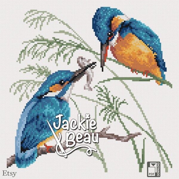 IJsvogels - Jackie Beau - Kruissteek patroon pdf-download © Beau2stitch borduurpatroon