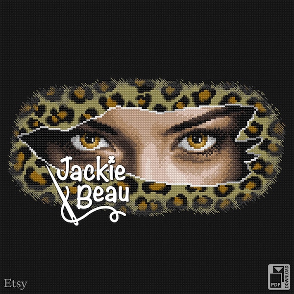 Leopard glance - Jackie Beau - Cross stitch pattern pdf download © Beau2stitch