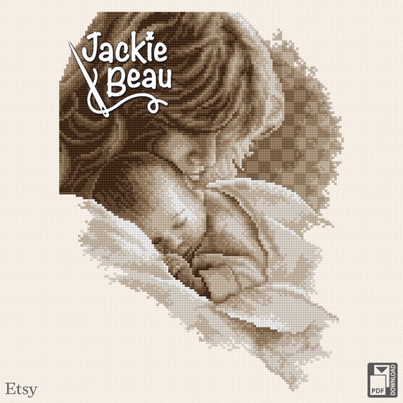 pdf download \u00a9 Beau2stitch embroidery pattern by Jackie Beau Cross stitch pattern Mother with baby