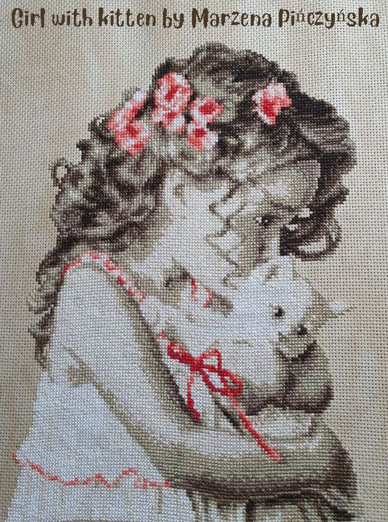 Girl with cat Jackie Beau cross-stitch pattern pdf-download © Beau2stitch image 5