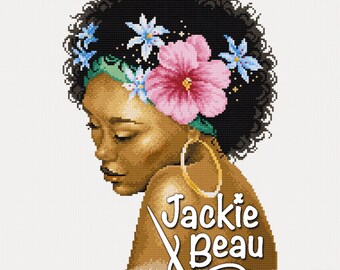 Flower Power girl - Jackie Beau - Cross-stitch pattern pdf download © Beau2stitch