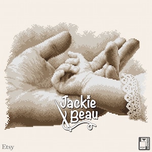 Small and big hand - Jackie Beau cross-stitch pattern PDF-download © Beau2stitch