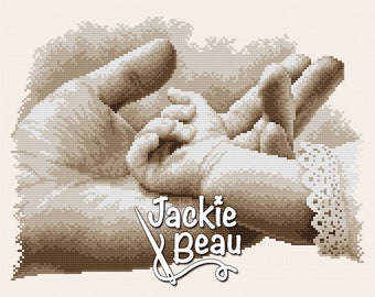 Small and big hand - Jackie Beau cross-stitch pattern PDF-download © Beau2stitch