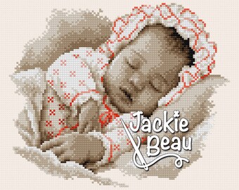 Baby is sleeping - Jackie Beau cross-stitch pattern pdf-download © Beau2stitch