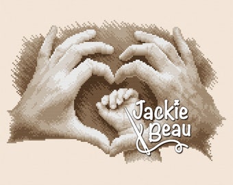 Heart with hands - Jackie Beau cross-stitch pattern pdf-download © Beau2stitch