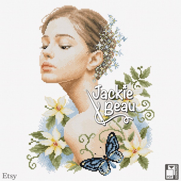 Spring nymph - Jackie Beau cross-stitch pattern PDF-download © Beau2stitch