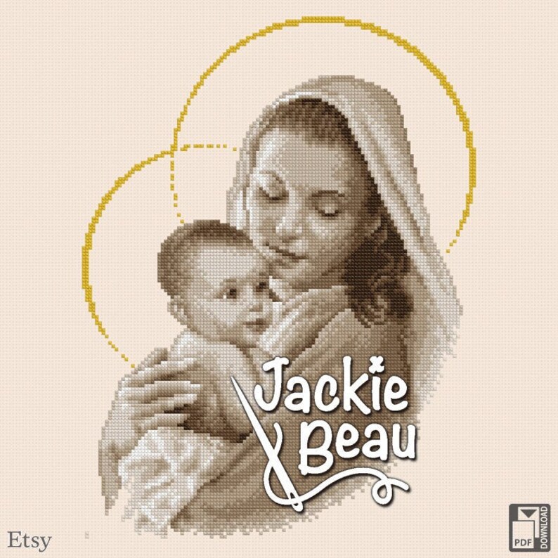 Crossstitch Pattern Mary With Child Jesus by Jackie Beau Etsy