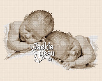 Twin - Jackie Beau cross-stitch pattern pdf-download © Beau2stitch