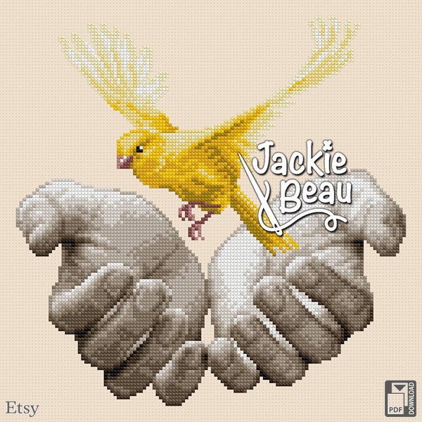 Liberated canary - Jackie Beau cross-stitch pattern pdf-download © Beau2stitch