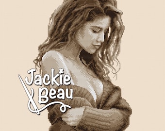 Girl with bared shoulder - Jackie Beau - Cross-stitch pattern pdf-download © Beau2stitch