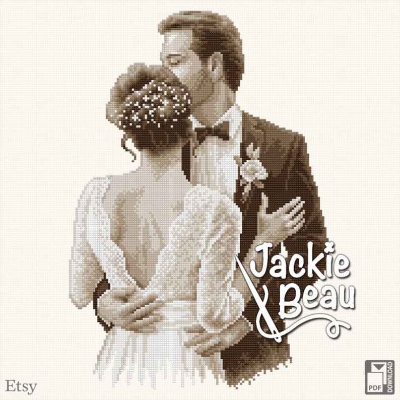 Crossstitch Pattern Wedding Couple by Jackie Beau Pdf Etsy