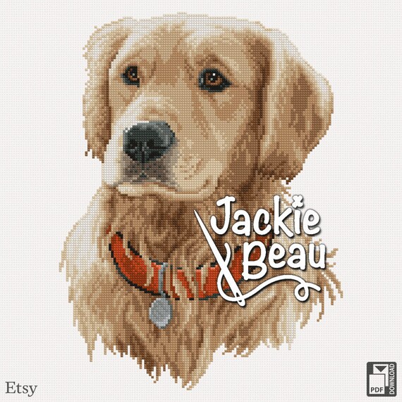 Cross Stitch Pattern Golden Retriever By Jackie Beau Pdf Etsy