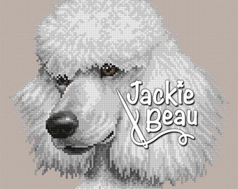 Kruissteek patroon 'Poedel' door Jackie Beau - pdf-download © Beau2stitch borduur patroon