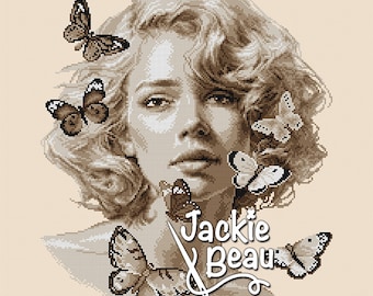 Kruissteek patroon 'Miss butterfly' door Jackie Beau - pdf-download © Beau2stitch borduurpatroon