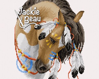 Beschilderd paard - Jackie Beau - Kruissteek patroon pdf download © Beau2stitch