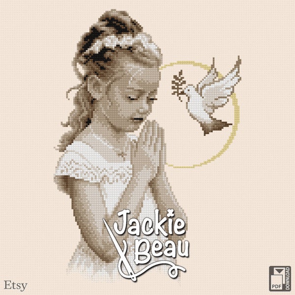 Communion Girl - Jackie Beau cross-stitch pattern pdf-download © Beau2stitch