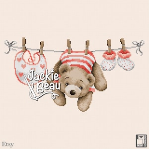 The clothesline - Jackie Beau cross-stitch pattern pdf-download © Beau2stitch