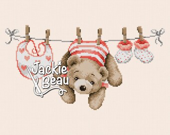 The clothesline - Jackie Beau cross-stitch pattern pdf-download © Beau2stitch