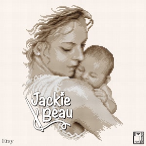 Mother with baby - Jackie Beau cross stitch pattern pdf-download © Beau2stitch
