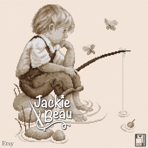 Little fisherman - Jackie Beau cross-stitch pattern pdf-download © Beau2stitch