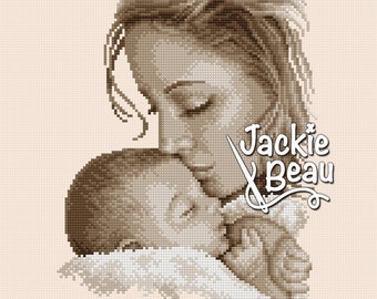 Mother and Baby - Jackie Beau cross-stitch pattern pdf-download © Beau2stitch