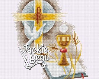 Cross-stitch Pattern - Communion - by Jackie Beau - pdf download © Beau2stitch embroidery pattern