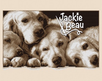 Lazy dogs - Jackie Beau cross-stitch pattern pdf-download © Beau2stitch